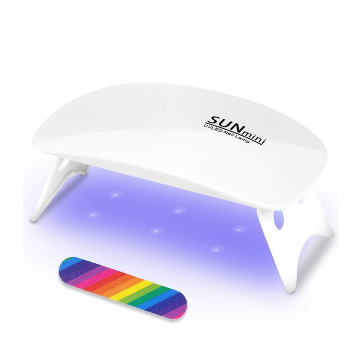 Професионална лампа за сушене на нокти, мини UV LED лампа за нокти 6W, 60 секунди сушене, 6 UV светодиода, за салонен маникюр, бяла