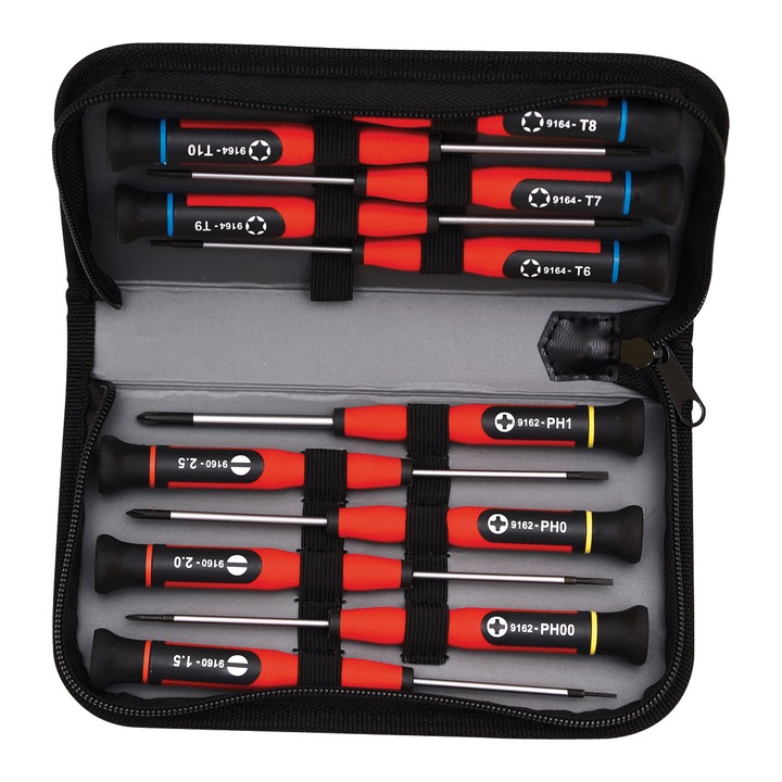 Комплект 12 отвертки Mob & Ius Micro, Двукомпонентна дръжка