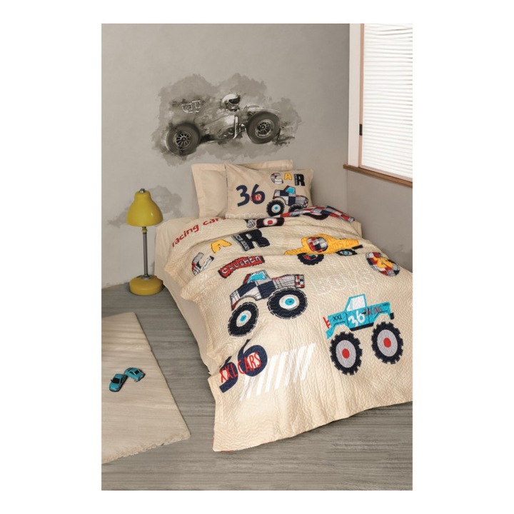 Детски комплект спално бельо и одеяла, Cottonbox, модел 55150, 100% памук, 3 части, чаршаф с ластик