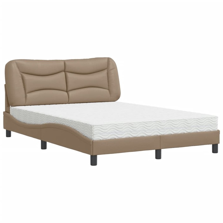 Pat cu saltea vidaXL, cappuccino, 120x200cm, piele ecologica, 34.9 kg 3208714