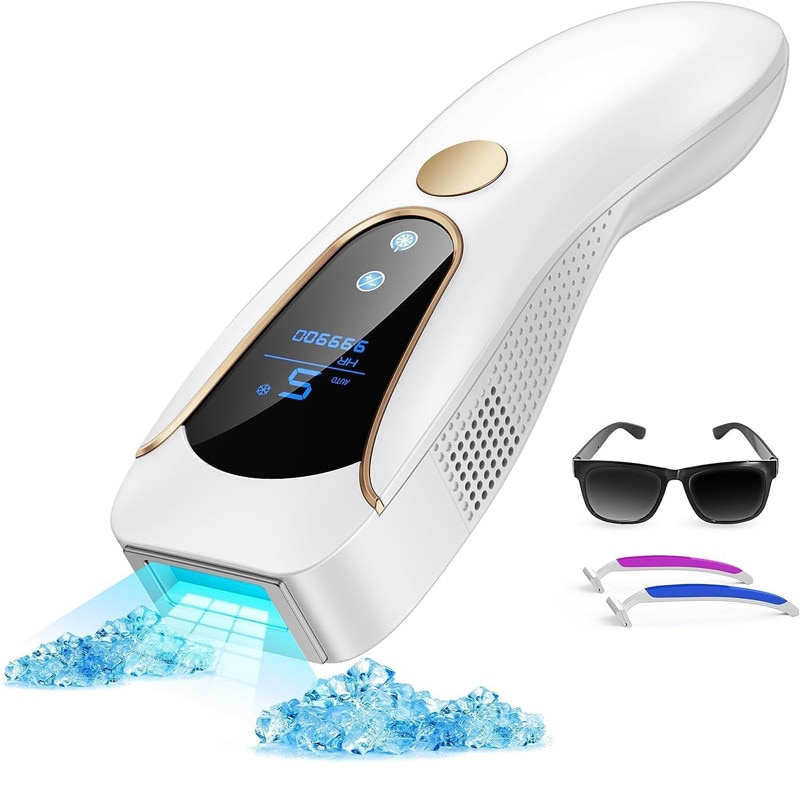 Epilator IPL Xenomo® SHINE PRO, Pentru epilare definitiva fara durere, Tehnologie IPL, 9 Trepte de intensitate, 999.999 impulsuri, 3 Moduri de utilizare, Pentru femei si barbati, fata, corp, axila, inghinal, Senzor piele, Alb