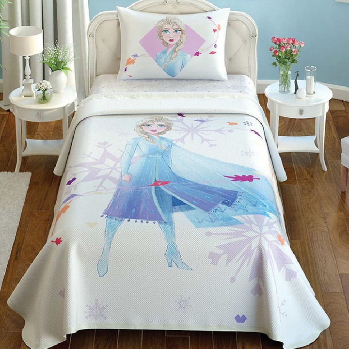 Комплект кувертюри, чаршаф и калъфка, TAC, модел 32953, за легло за 1 човек, 160 x 230 см, Розов