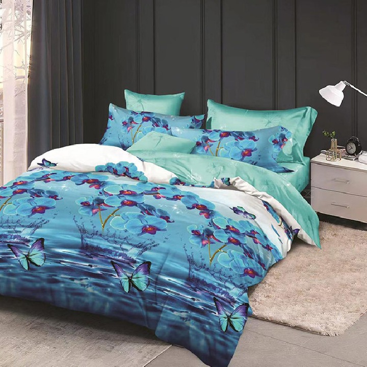 Set Lenjerie de Pat Dublu, Model 37006, Finet, 6 Piese