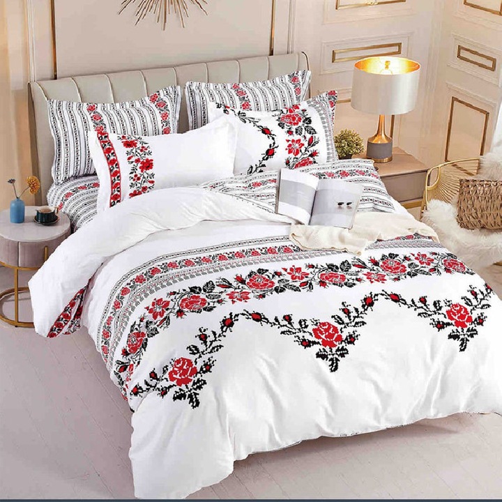 Set Lenjerie de Pat Single, Model 40974, Finet, 4 Piese