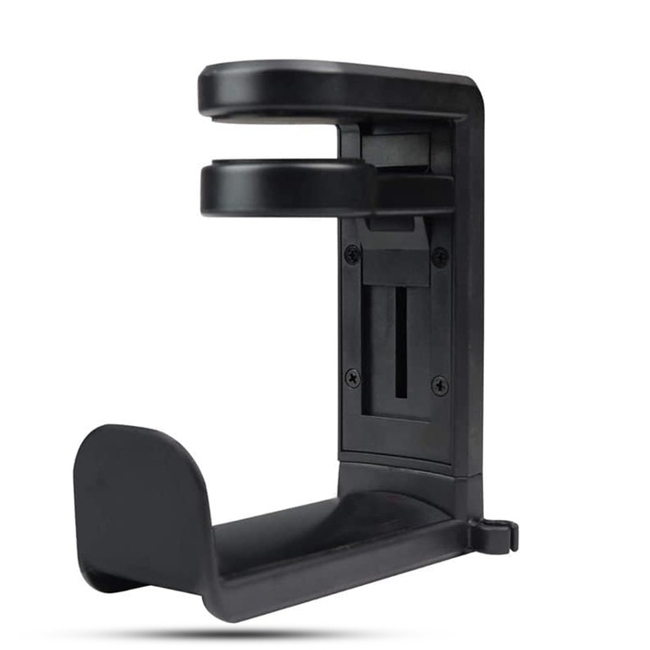 PadForce® asztali fejhallgatótartó, kábelrendező, multifunkcionális, csúszásgátló, 360 fokos forgatás játékhoz, streaminghez, irodához - Fekete