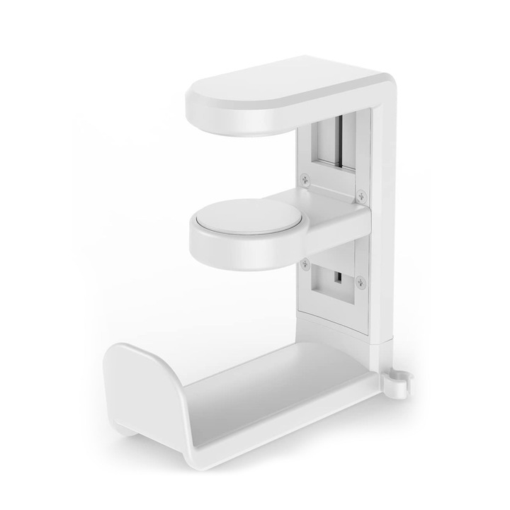 PadForce® asztali fejhallgatótartó, kábelrendező, multifunkcionális, csúszásgátló, 360º-ban forgatható, játékhoz, streaminghez, irodához - fehér színben