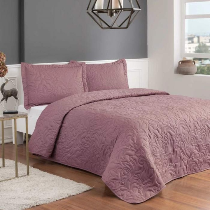 Cuvertura Matlasata, TAC, model 56839, pentru pat 2 persoane, 250 x 260 cm, Roz