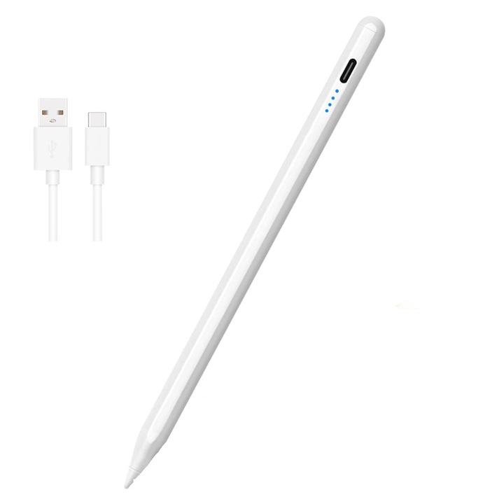 Универсална цифрова писалка за таблети, меден връх, магнитна, бяла