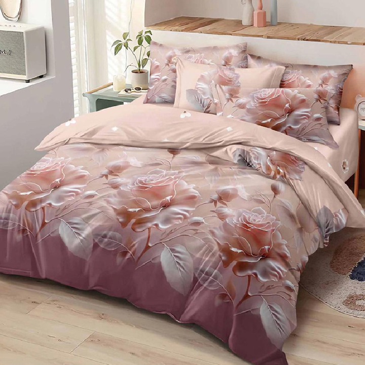 Set Lenjerie de Pat Dublu, Model 52242, Finet, 6 Piese