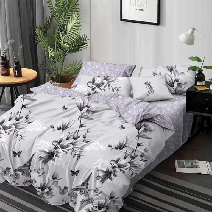 Set Lenjerie de Pat Dublu, Model 52653, Finet, 6 Piese