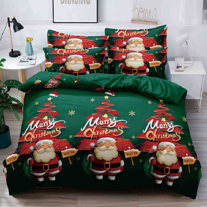 Set Lenjerie de Pat Dublu, Model 52863, Finet, 6 Piese, Cearsaf pat cu elastic