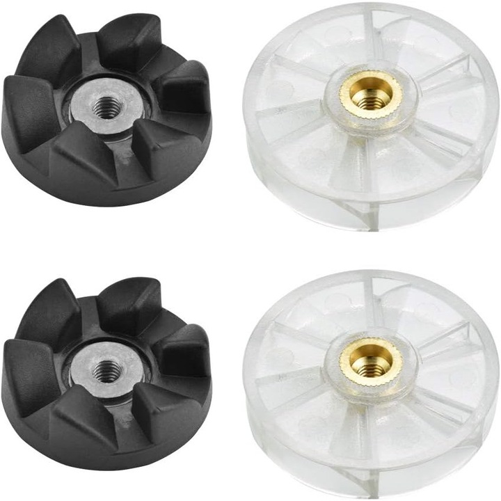 Alap hajtómű készlet turmixgéphez, Nybgyy, 2 motorkerék és 2 fedőkerék, műanyag és gumi, átlátszó és fekete