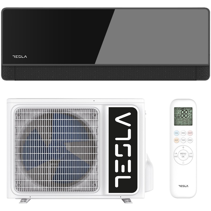 Климатик Tesla Advance 12000 BTU WI-FI, Клас A+++, Функция I Feel, Миещ се филтър, 3D въздушен поток, Отопление на външно тяло, TA35MMGT, Черен