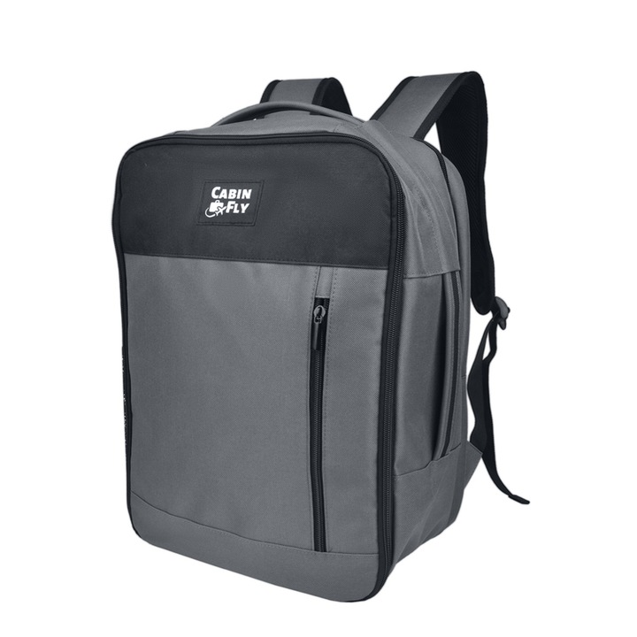 Rucsac CabinFly Pacemaker, bagaj de cabina gratuit pentru Wizzair si Ryanair, 40x30x20cm, 24L, Gri