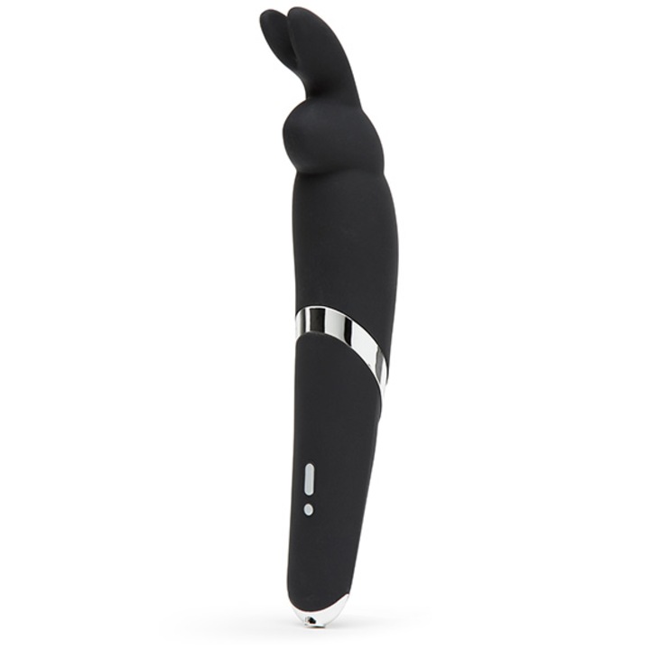 Vibrátorpálca Happy Rabbit, szilikon, vízálló, USB töltés, fekete, 26,7 cm
