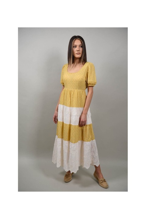 Rochie lunga cut out patti, Galben