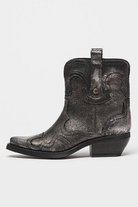 Steve Madden, Кожени боти Waynoa, Черен/Сребрист