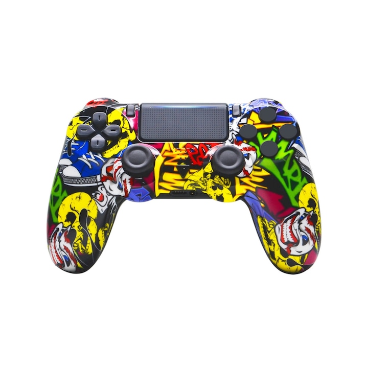 Controller Gaming Wireless JESWO, 6-Axis Gyro, Dual Vibration, Skull Gold, multicolor