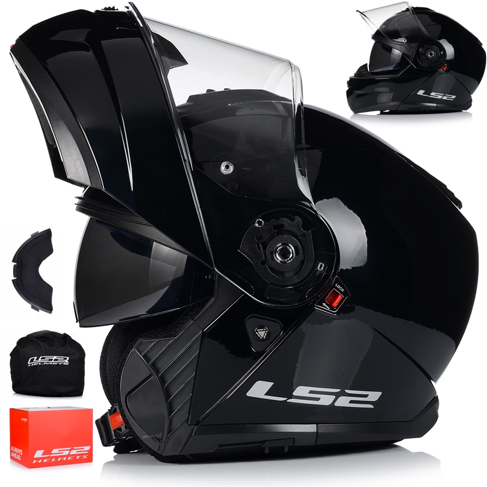 Casca Moto, LS2 FF908 Strobe II, Negru, Protectie UV, Flip Up, ABS