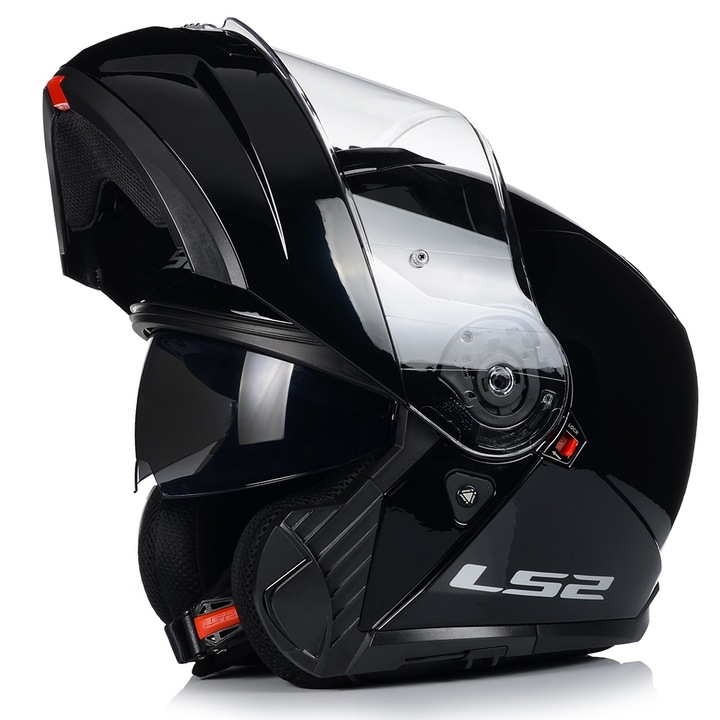 Casca Moto, LS2 FF908 Strobe II, Negru, Protectie UV, Flip Up, ABS, ECE 22.06, XXXL 65-66 cm