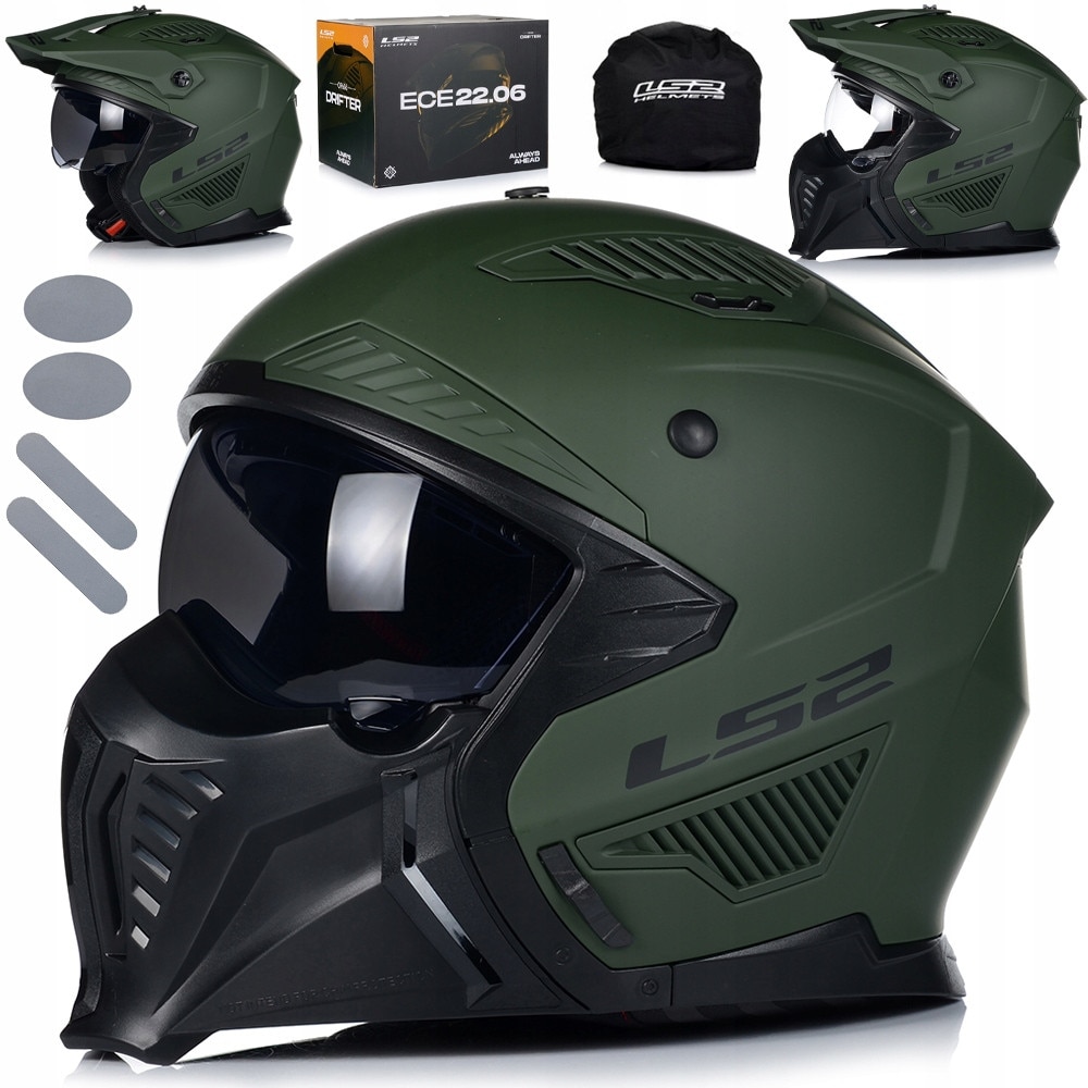 Casca Moto, LS2 OF606 Drifter Mili, Verde, Vizor 2X, Protectie UV