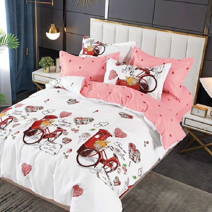 Set Lenjerie de Pat Dublu, Model 46437, Finet, 6 Piese