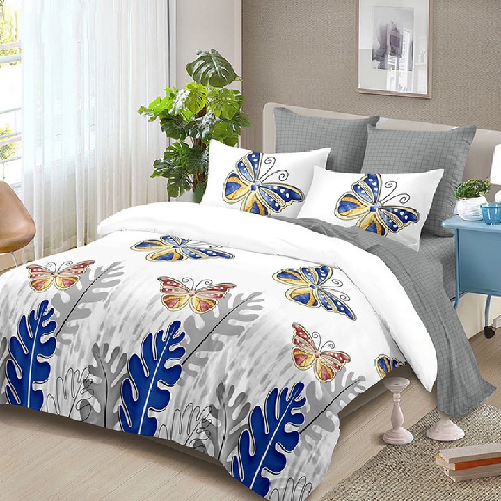 Set Lenjerie de Pat Dublu, Model 52753, Finet, 6 Piese