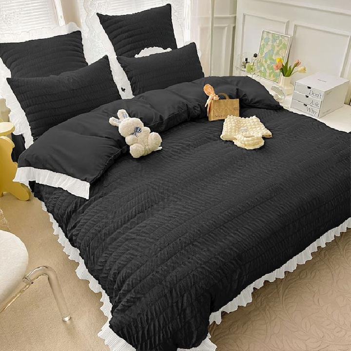 Dupla ágyneműgarnitúra, Guerrero modell, Finet, 6 részes, fekete