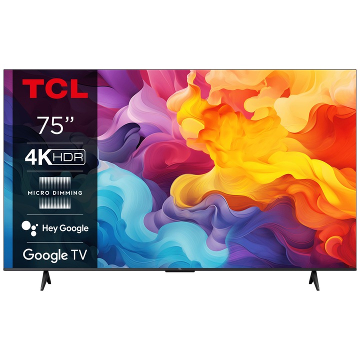 TCL LED TV 75V6B, 189 cm, Smart Google TV, 4K Ultra HD, E osztály