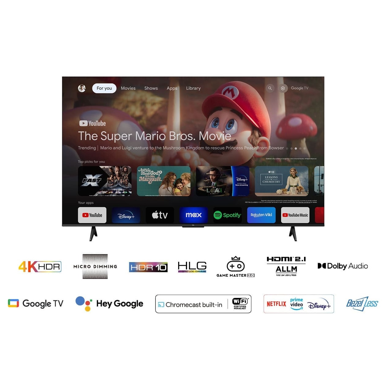 Televizor TCL LED 75V6B, 190 cm, 4K, Google TV, Amazon Alexa, Clasa E