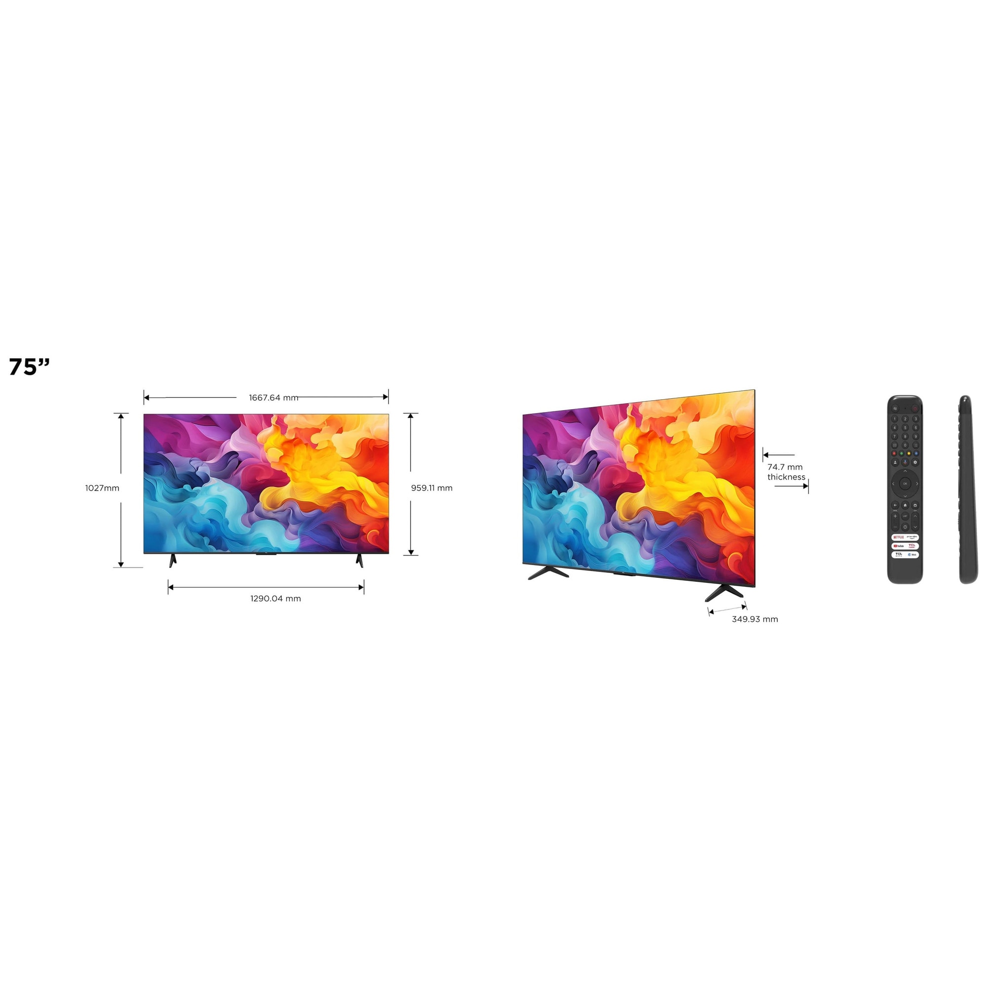 Televizor TCL LED 75V6B, 190 cm, 4K, Google TV, Amazon Alexa, Clasa E