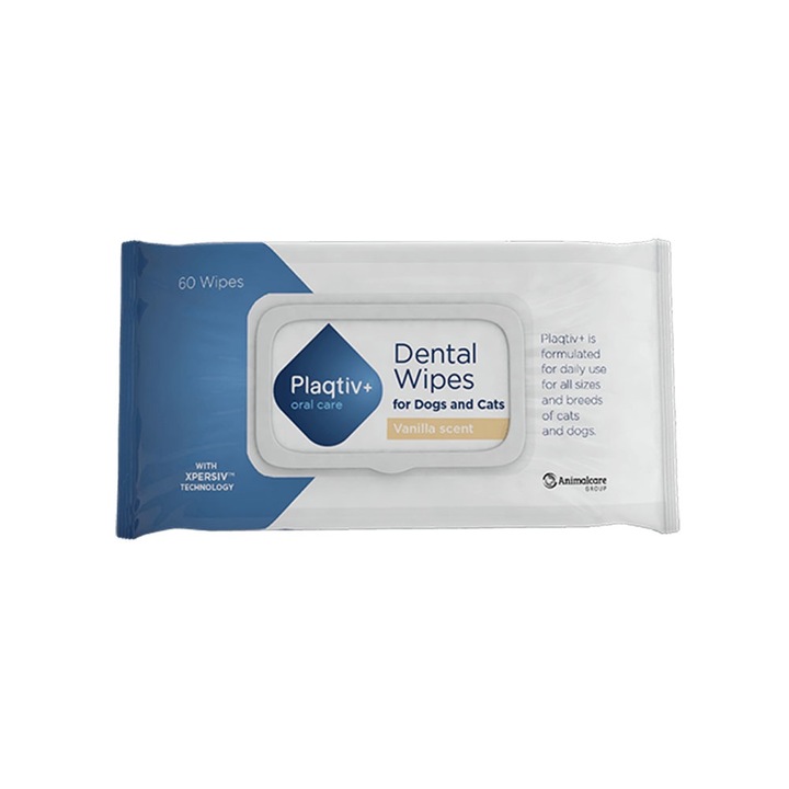 Servetele dentare pentru caini si pisici Plaqtiv+ Oral Care, 60 buc