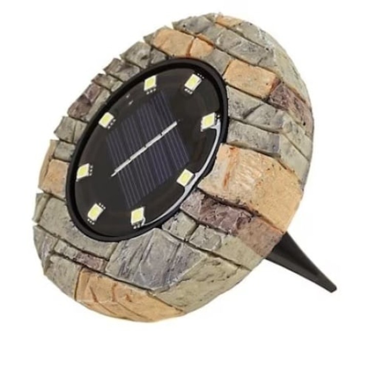 Lampa decorativa solara, putere 2.4 W, autonomie 10 h, diametru 11 cm, maro