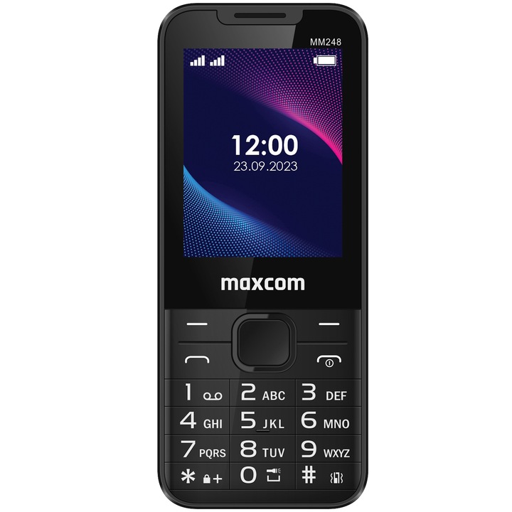 Maxcom MM248 mobiltelefon, 4G, Dual Sim, Fekete