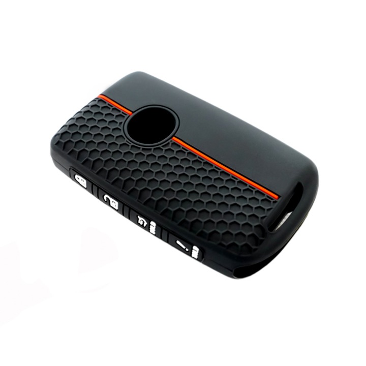 Husa Cheie Auto tip Mazda, EHS E-Husa®, din silicon negru cu dunga rosie