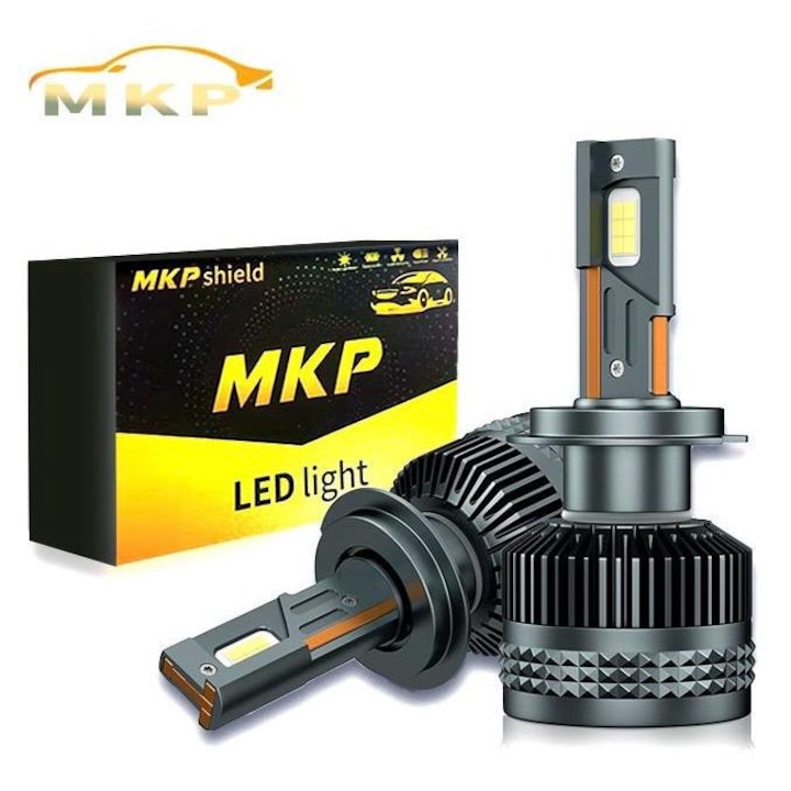 Set de 2 becuri conversie hid-led, H7, 150W, 16.000 lm, Canbus, Miez Cupru, Radiator Aluminiu, Premium