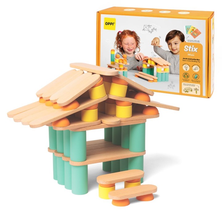 Joc de constructie, Stix, OPPI, 108 piese, 2 ani+
