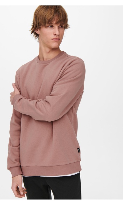 Férfi pulóver ONLY & SONS, 178592, pamut, M INTL, világos piros