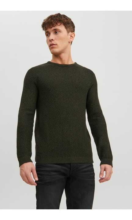 JACK & JONES férfi pulóver, 4836, Szintetikus, Sötétzöld