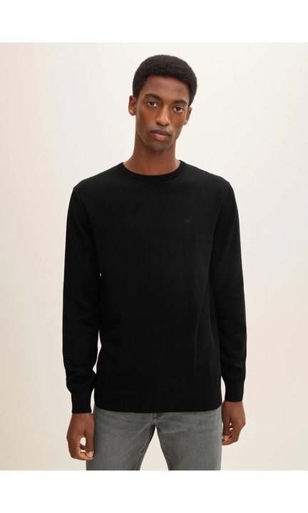 Férfi pulóver TOM TAILOR, 4651, Pamut, Koptatott fekete