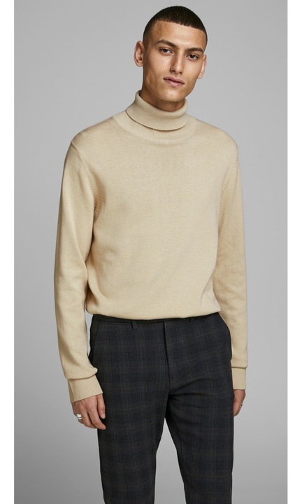 Jumper gallérral JACK & JONES, 4297, pamut, Bézs