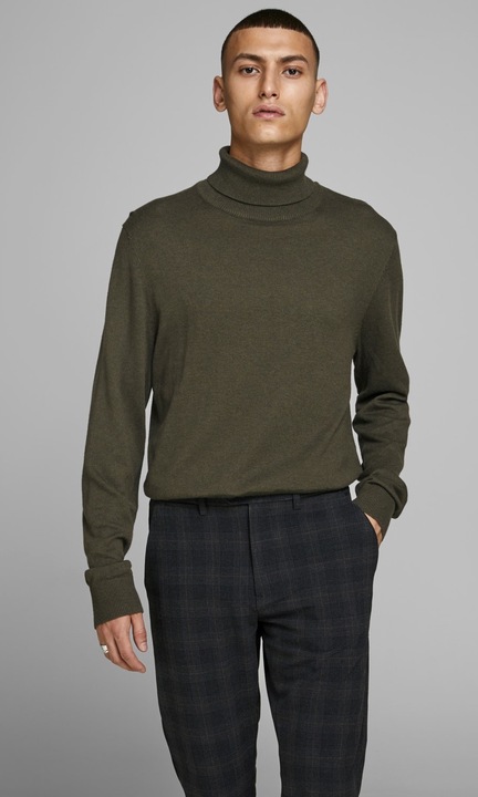 Jumper gallérral JACK & JONES, 4297, pamut, Zöld