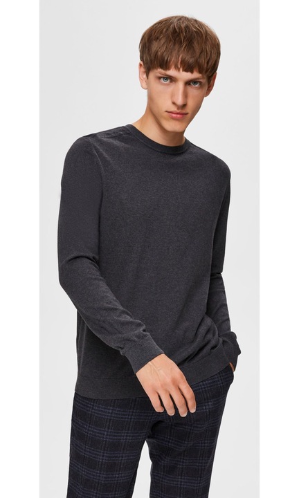 Férfi pulóver SELECTED HOMME, 3860, Pamut, Sötétszürke