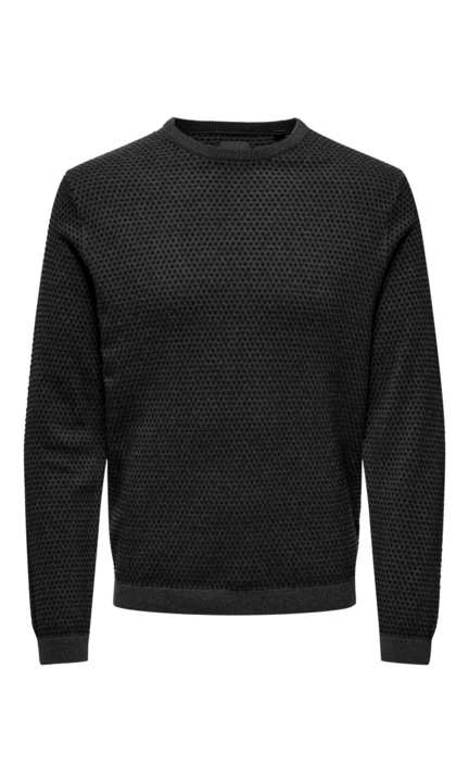 Férfi pulóver ONLY & SONS, 6715, pamut, Sötétszürke
