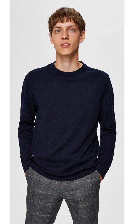 Férfi pulóver SELECTED HOMME, 3860, Pamut, Tengerészkék