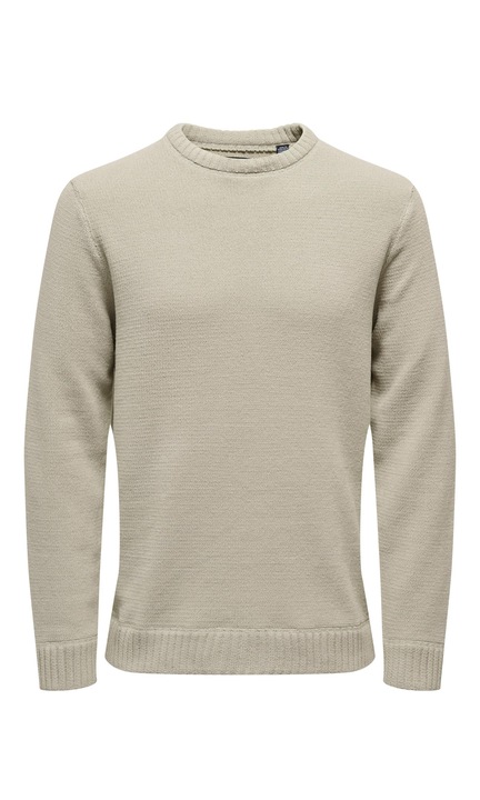 Férfi pulóver ONLY & SONS, 6417, pamut, Világosbézs