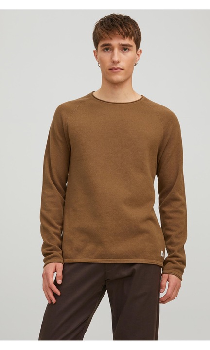 JACK & JONES férfi pulóver, 138274, pamut, XS INTL, gesztenyebarna