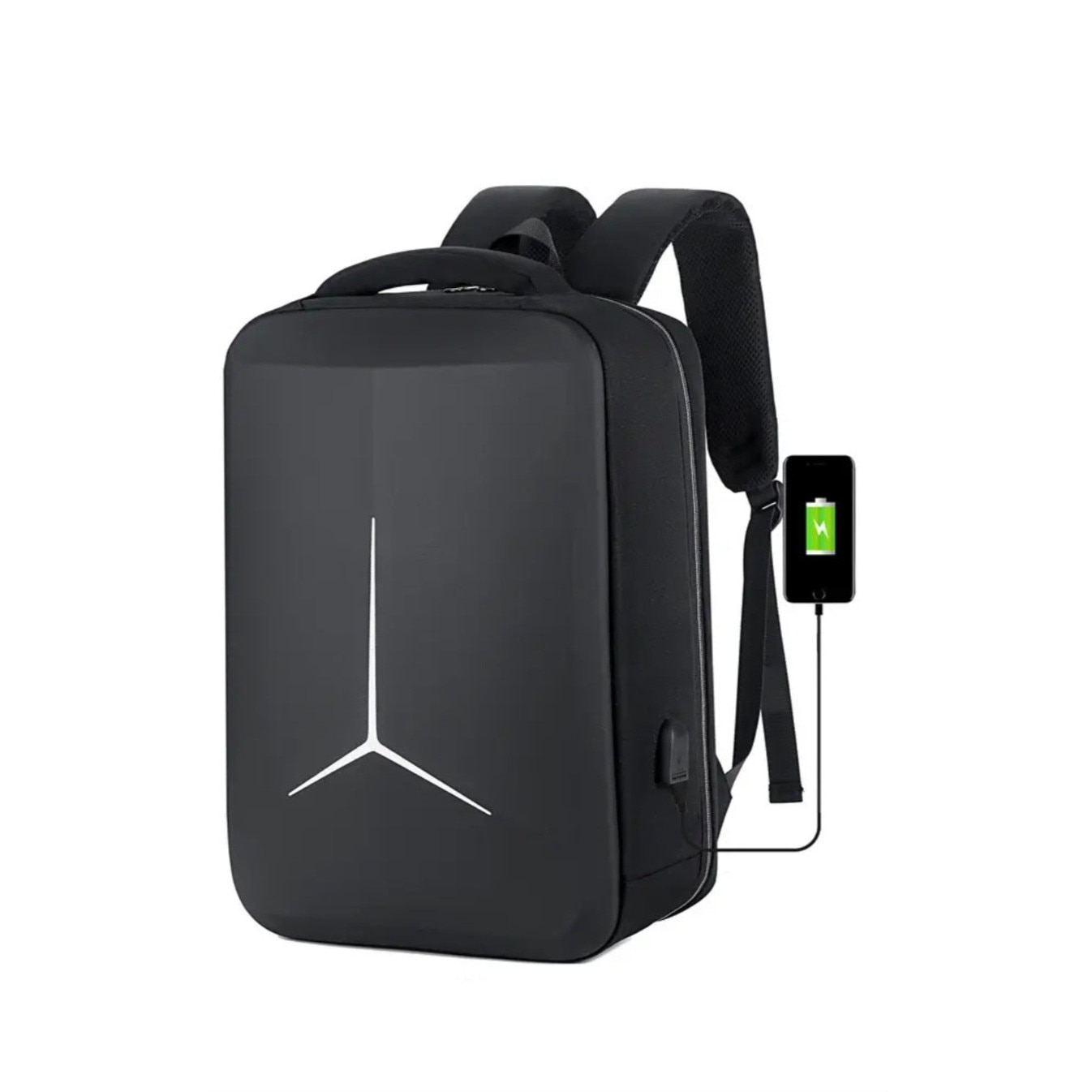Rucsac laptop 15.6" casual cu carcasa rigida EVA, port de incarcare USB, CASLON, 30x15x41cm, Unisex, Negru
