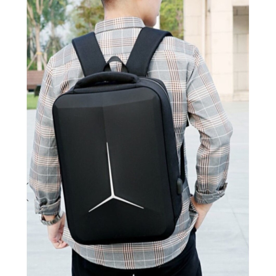 Rucsac laptop 15.6" casual cu carcasa rigida EVA, port de incarcare USB, CASLON, 30x15x41cm, Unisex, Negru