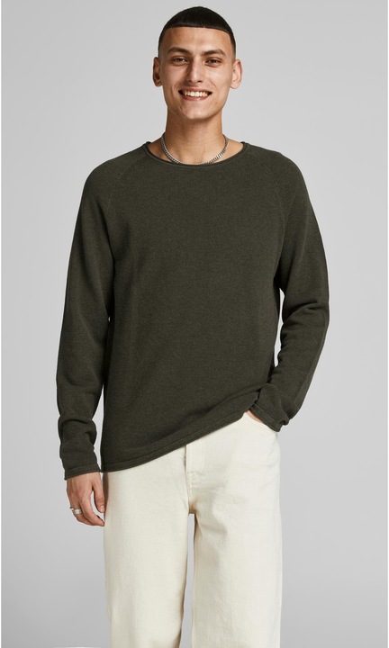 JACK & JONES férfi pulóver, 161069, pamut, XL INTL, olíva zöld